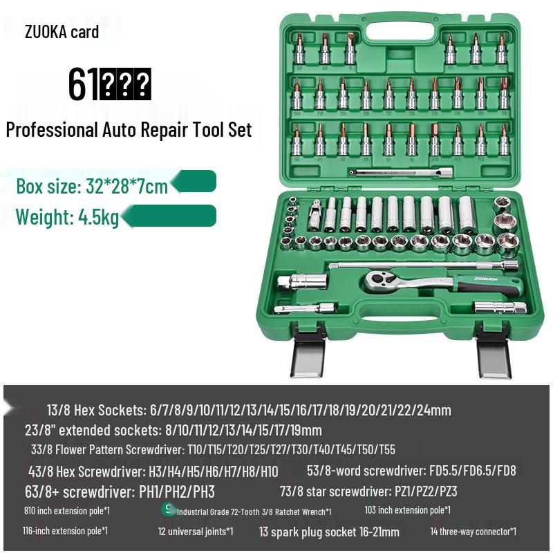 61-Piece Medium Socket Wrench Set with 72-Tooth Ratchet