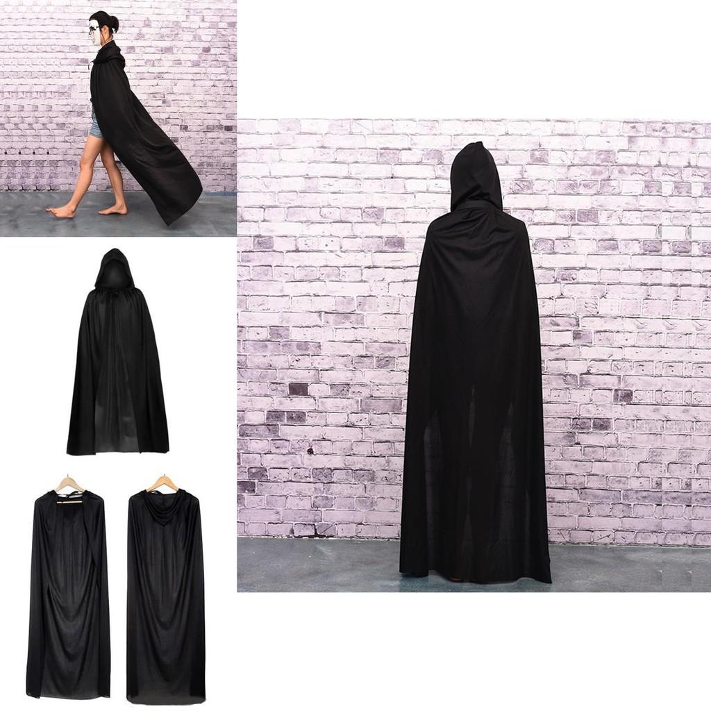 Halloween Umhang Cosplay Sensenmann Vampir Hexe Zauberer Robe Party Erwachsene Kinder Schwarzer Kapuzenumhang