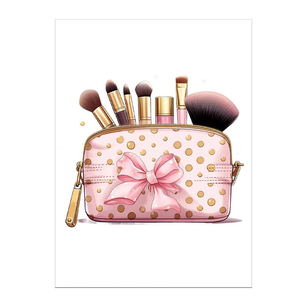 Fashion Girly Pink Makeup Collection EyeLash Lipstick Perfume Poster Canvas Painting Wall Art Pictures Home Bedroom Decor