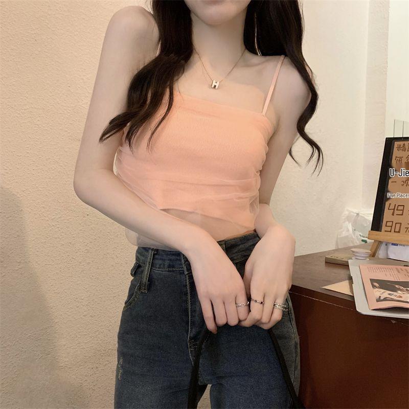 

Taro Purple Mesh Camisole: Stylish Summer Sweet & Spicy Women s Outerwear - Chic Back Design S 80-90 cm