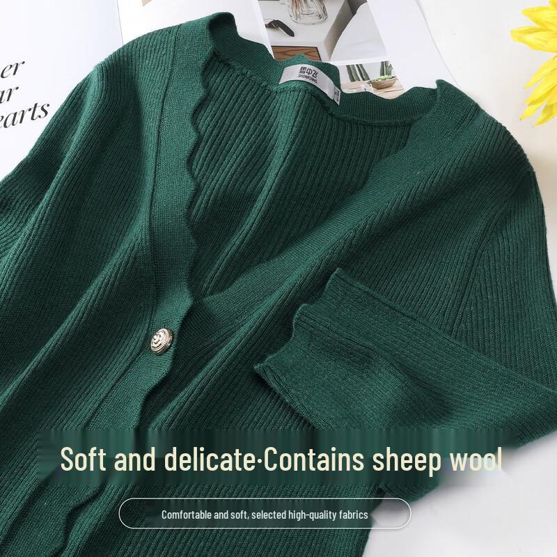 SNOWFLYING Women s Wool Blend V-Neck Knit Cardigan M