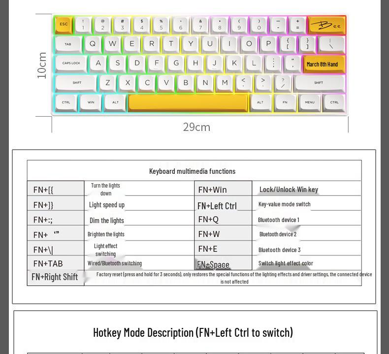 Wireless Bluetooth 68/61 Mechanical Keyboard Kit: RGB, Hot-Swappable, DIY Customizable, Mini, Portable.