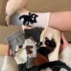 Autumn Vintage White Kawaii Socks Women Cute Cartoon Cat Pattern Middle Tube Socks Japanese Soft Cotton Winter Warm Floor Sock