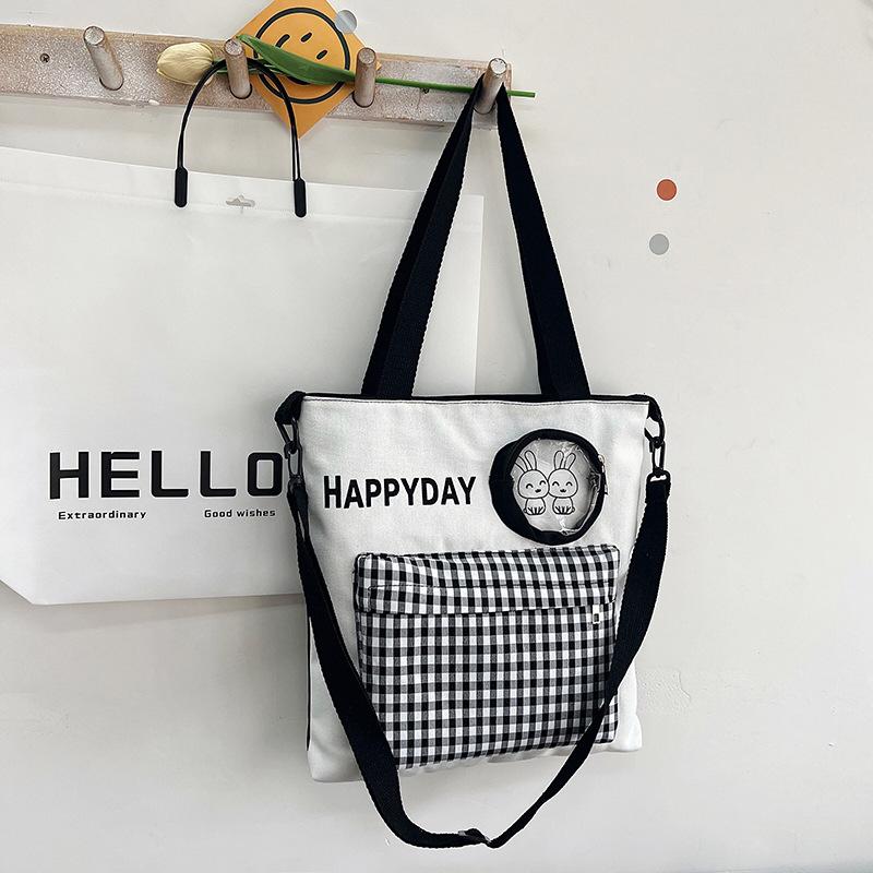 

Plaid tutoring bag, new women s bag, trendy and fashionable, large-capacity single-piece messenger bag. чорний