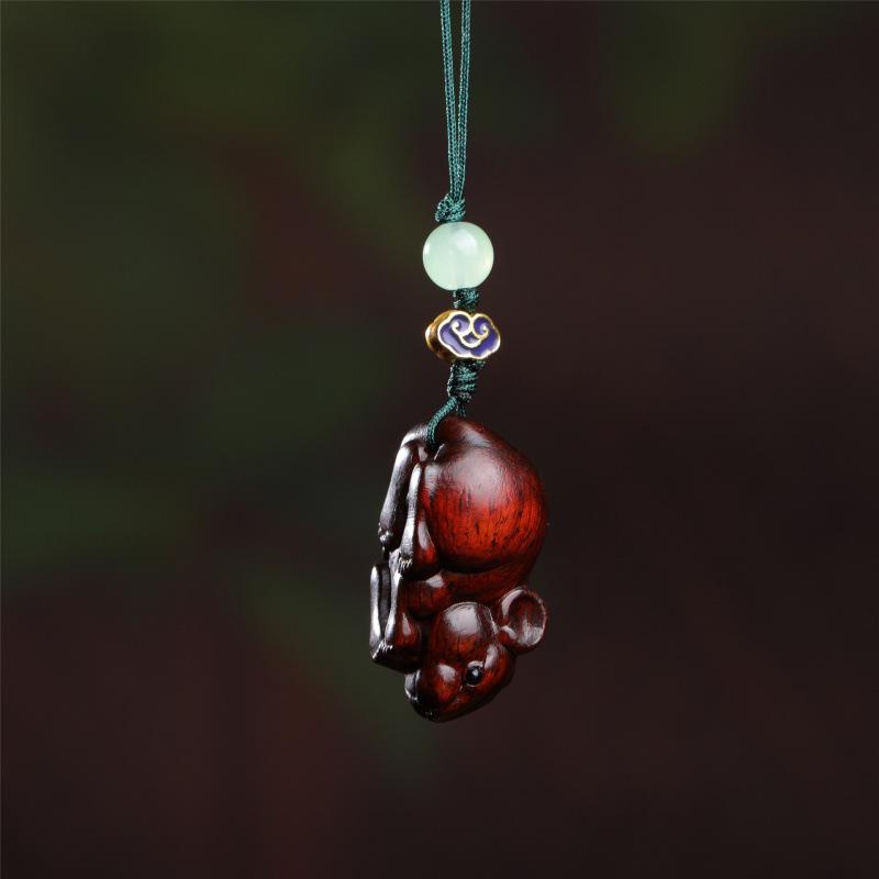 Rosewood Rat Zodiac Phone Charm Pendant Keychain Gift Ornament Accessory
