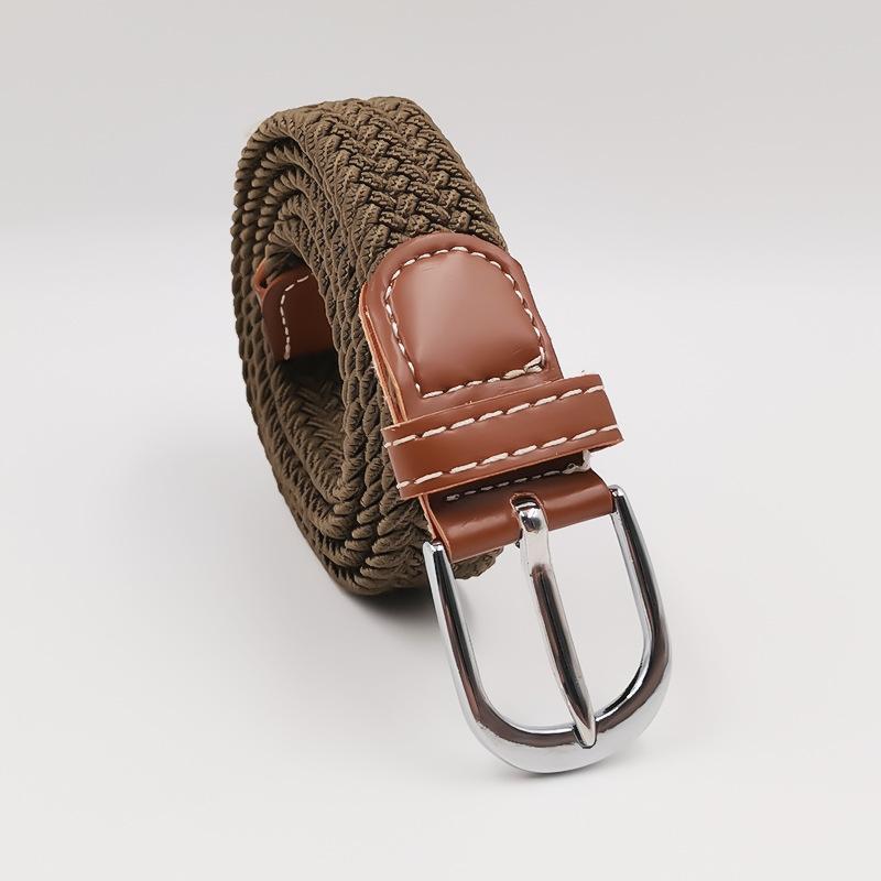 Men and Women Pin Buckle Canvas Belts, Thin Elastic Elastic Belts, Young Students Knitted Canvas Belts