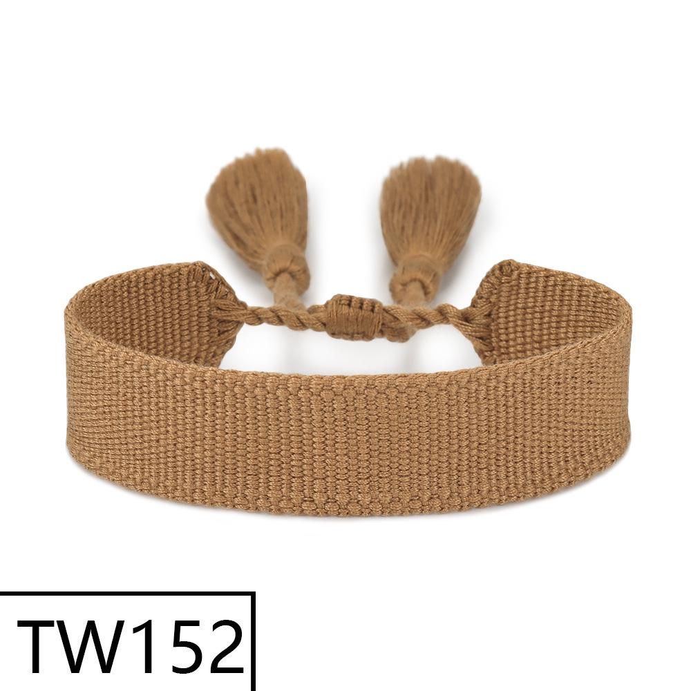 Handmade Bohemian Embroidered Logo Tassel Bracelet - Ethnic Style Friendship Band
