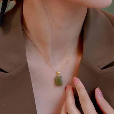 Collana in Pietra di Giada Hetian per Donna Stile Collana Catena Clavicola Ciondolo