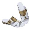 Damen Sandalen mit offenem Zeh und Blockabsatz, Stilvolle Lässige Sommer Pantoletten, Metallic Gold Silber Übergröße Schuhe