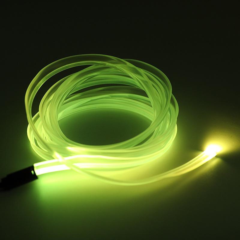 5M/16ft PMMA Side Glow Fiber Optic Cable Kit w/LED Aluminum Illuminator USB 5V 1.5W Car Interior Guide Light Source Decoration