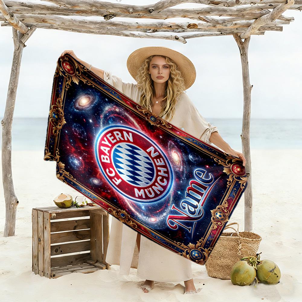 Bayern Munich Cosmic Jersey Customize Your Name Beach Towel Soft Durable Quick-Dry
