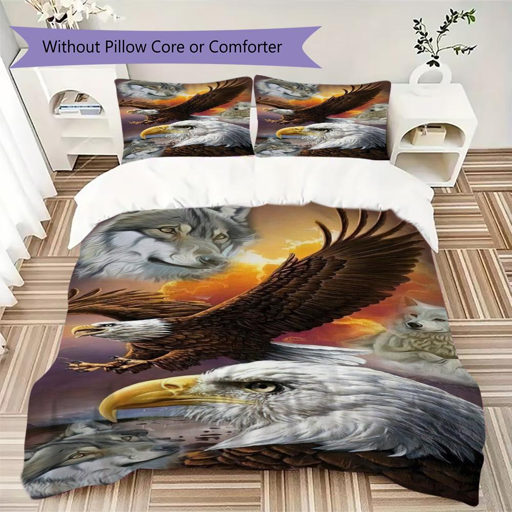Forest Lodge Wildlife Scene Home Decoration Soft Printed Sofa Cover Blanket Bedding Down Pillowcase Duvet Cover Without Core A7