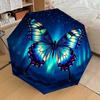 1PC Butterfly Aurora Automatic Open/Close Umbrella with Windproof, 8-Rib Sturdy Canopy, Durable Ribs, Fashionable Design, Outdoor Accessory, Fun Prin,