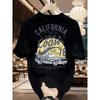 European Sizes Men'S  Tee - California Surf Style Vintage Car Graphic Tee - Black Retro Surf Top  Casual Crew Neck Short Sleeve Tee Soft Material