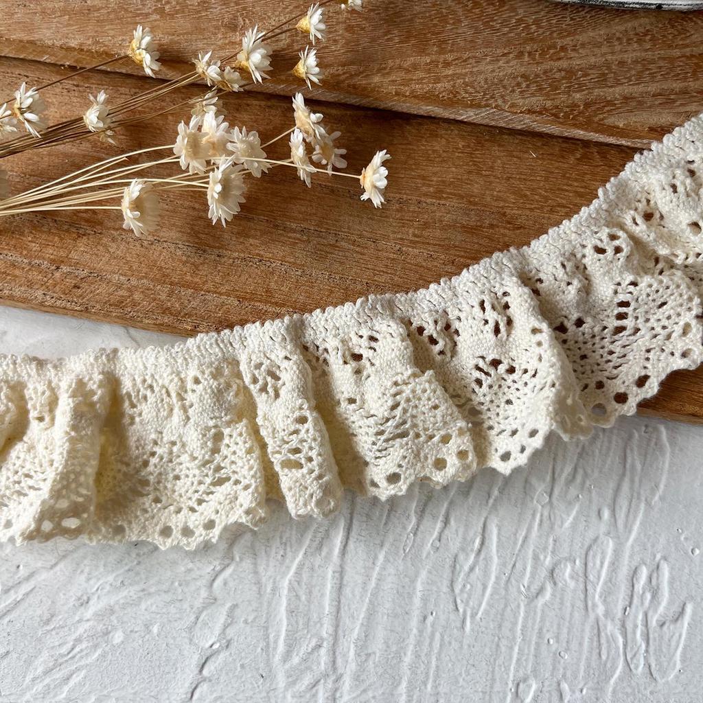 Beige Elastic Lace Band - Cotton Thread Decorative Doll Lace for DIY Clothing Accessories