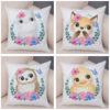 Cartoon Bird and Leaves Pillow Case Decor Cute Animal Lion Cushion Cover for Children Room Sofa Home Plush Pillowcase 45x45cm
