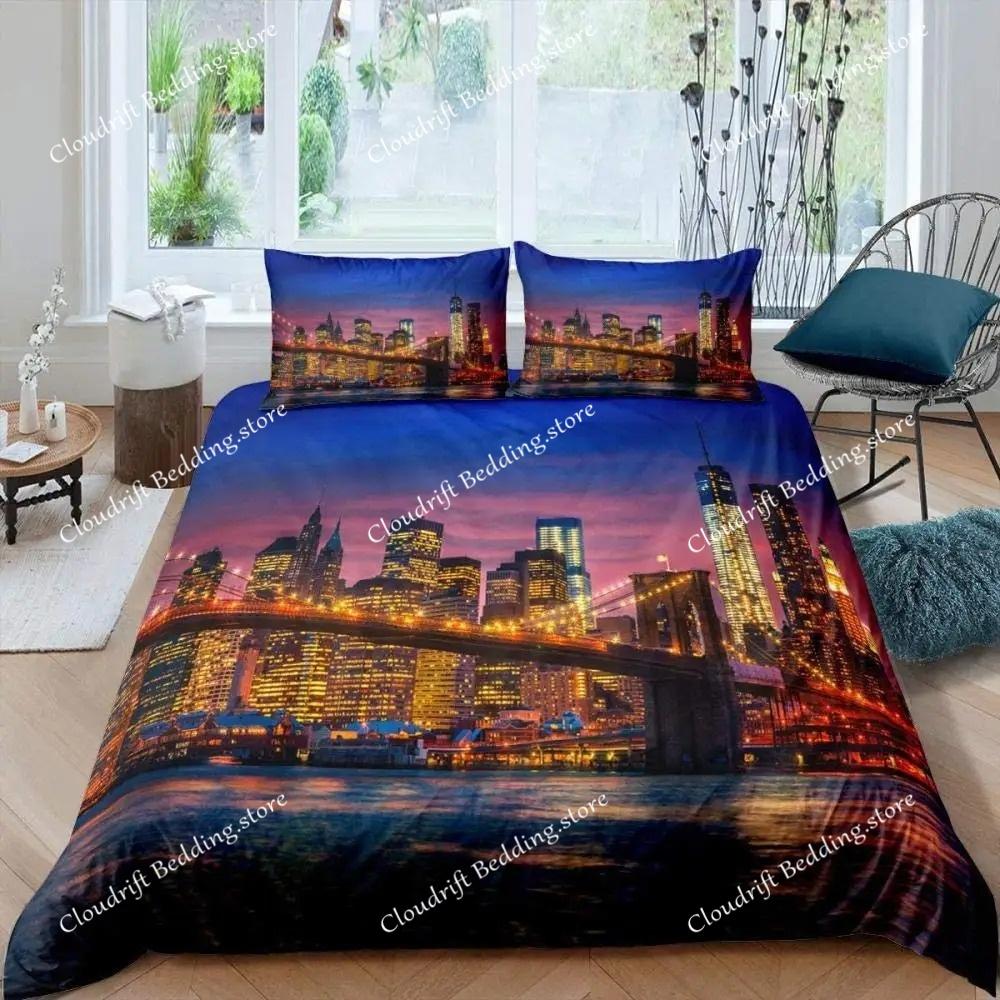 Bridge Landscape Digital Printing Duvet Cover Set For Kids Boys Girls Polyester Bedding Set Double Single Size With Pillowcase
