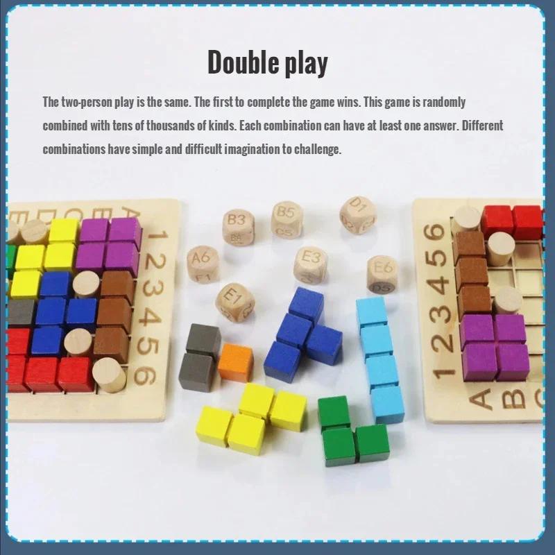 Children Wooden Magic Block Match Building Blocks Logical Thinking Training  Genius Square Board Game