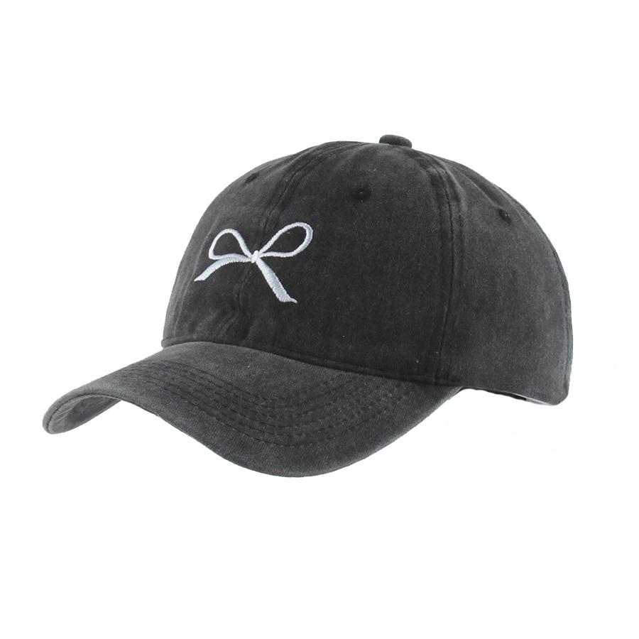 Y2K Korean Washed Cotton Baseball Cap Women Summer Bowknot Embroidery Snapback Hat Adjustable Sunscreen Outdoors Caps