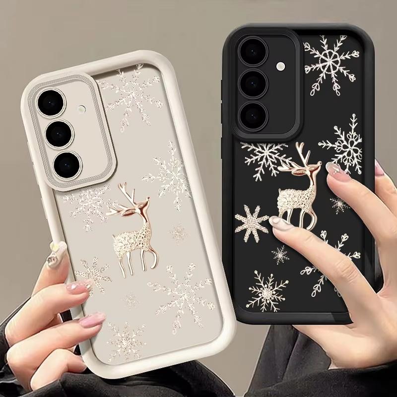 Luxury Christmas Elk Phone Case For Samsung Galaxy A56 A16 A17 A36 A26 A55 A54 A15 5G S24 S25 FE S24 S23 S22 Ultra S25Edge Cover