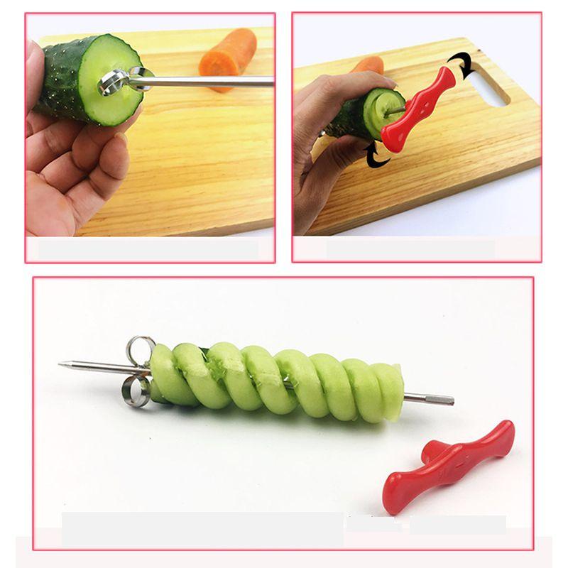 Compact Potato Spiral Cutter With Manual Roller And Sharp Stainless Steel Blades For Kitchen Use