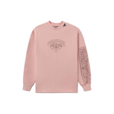 Li Ning Badfive Letter Cashew Flower Pattern Printed Pullover Casual Sweatshirt Unisex Sweatshirt Fog-Rose-Pink AWDR777-3