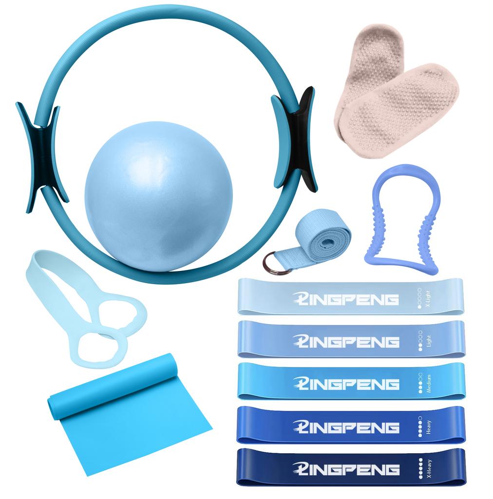 12Pcs Pilates Basic Set Fitness Ball Elastic Stretch Belt Back Shaping Muscle Training Fitness Yoga Equipment