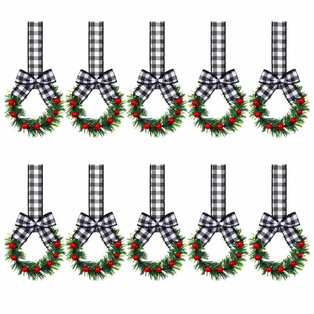5/6pcs Pine needle Christmas Mini Wreath Pendant Simulation Wreath Hanging Ornaments Party