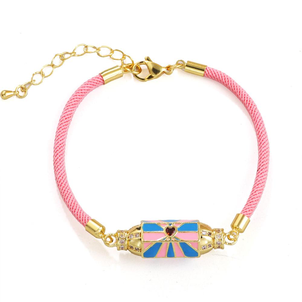 JMXD Punk Vintage Bracelet with Micro-inlaid Zircon Candy Hexagon Enamel Evil Eye Letter Colorful Trendy Fashion Stylish Unisex Jewelry