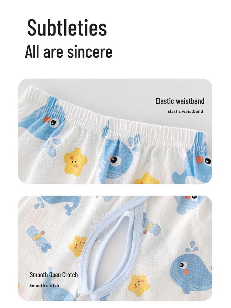 Baby Cotton Cartoon Open-Crotch Pants for Potty Training - Cool & Cute Summer Style for Infants & Toddlers