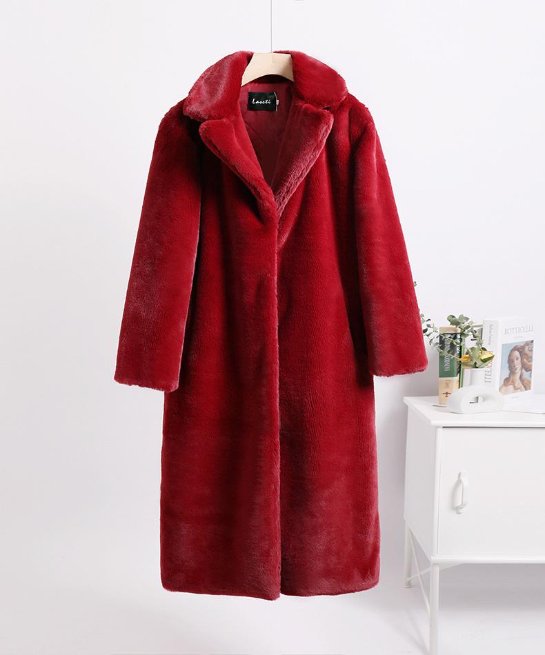 Fur jacket extended large size women's imitation rabbit fur coat to keep warm in winter