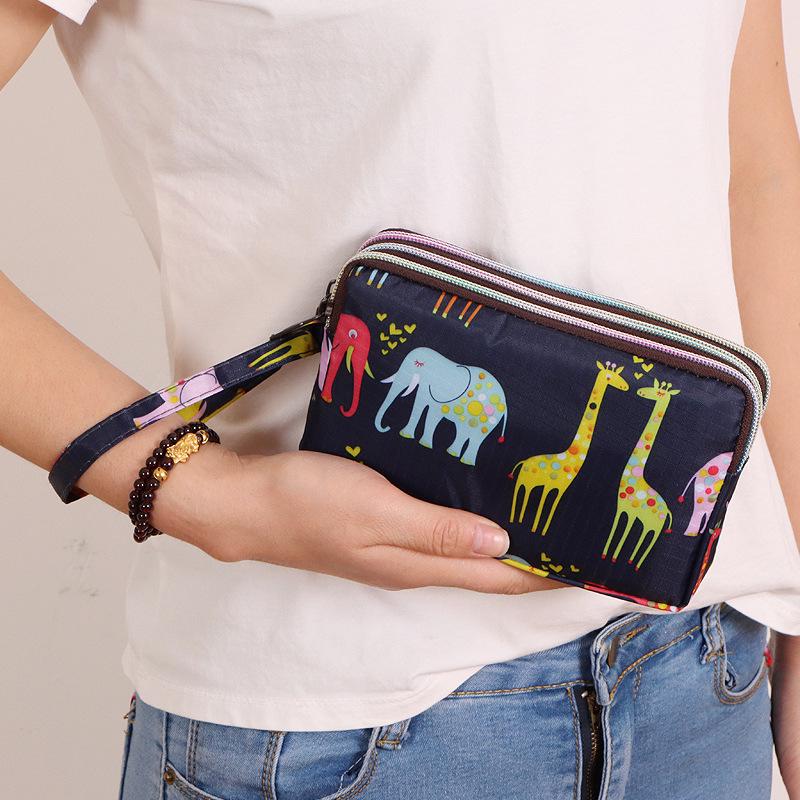 Mode Tryck Multifunktionell Clutch: Trelagers telefonväska, lång plånbok, myntfack, handväska - Rymmer stora telefoner