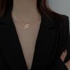 Double Ring Heart-shaped Necklace Female Simple Fashion Temperament Versatile Exquisite Love Pendant Collarbone Chain Simple High-end Design