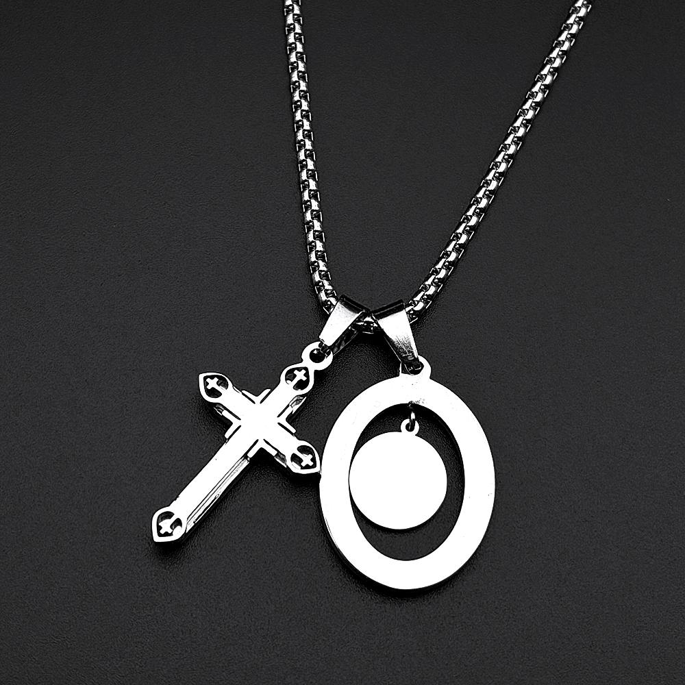 Collana Pendente Croce Medaglia di San Benedetto con Strass Cattolica per Donne Uomini Acciaio Inossidabile Colore Oro Catena Talismano Gioielli