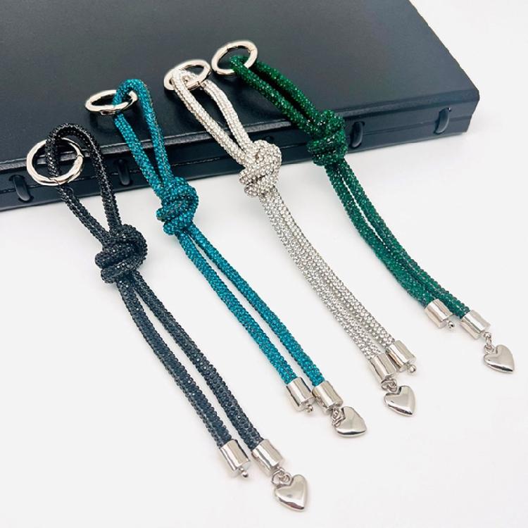 Diamonds Encrusted Heart Keychain Elegant Crystal Heart Phone Strap Keychain Charm Jewelry Gift for Trendy Ladies