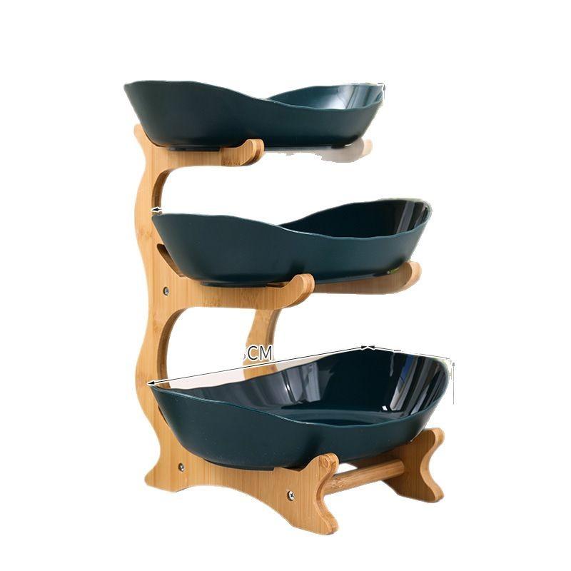 Haushalt Massivholz Mehrschicht-Tablett Wohnzimmer Obstschale Aufbewahrung Obstkorb Snackschale Dessert-Präsentationsständer