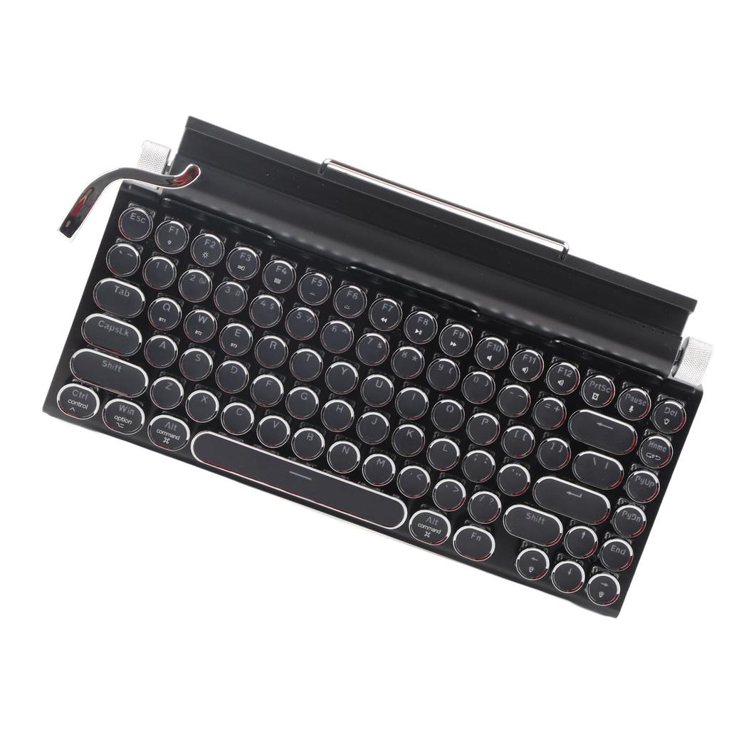 Retro Typewriter 83 Keys Mechanical Keyboard RGB Bluetooth Wireless Wired Vintage Keyboard Punk Round for Desktop Phone Keyboard, Light, & Keys, PC,