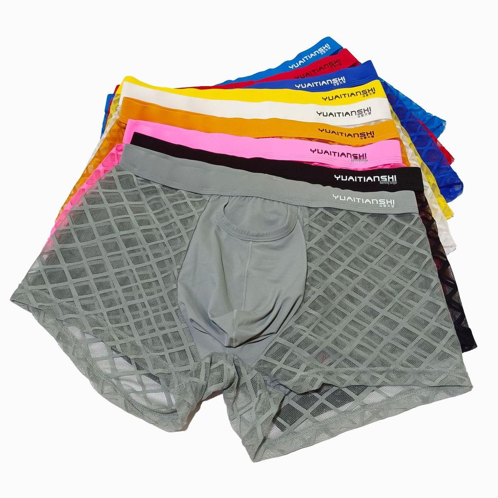 Spot Plus Size Men's Breathable Lace Mid-Waist Boxer Briefs