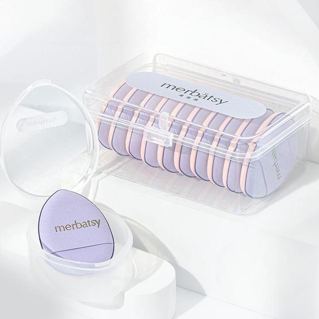 Jericoure - Set of 11: Mini Makeup Puff + Puff Case Purple