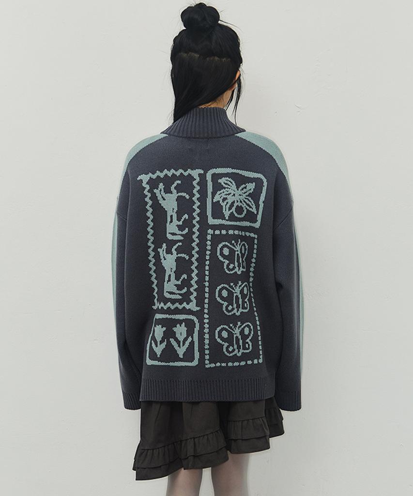GRAVER [Unisex] Fantasy Knit Zip-Up_2 Colors