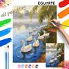Oil Painting by Numbers Kit Hand Painting Home Decoration Paintings with White Swans On Lake Landscape Wall Art Decor 126 Characters