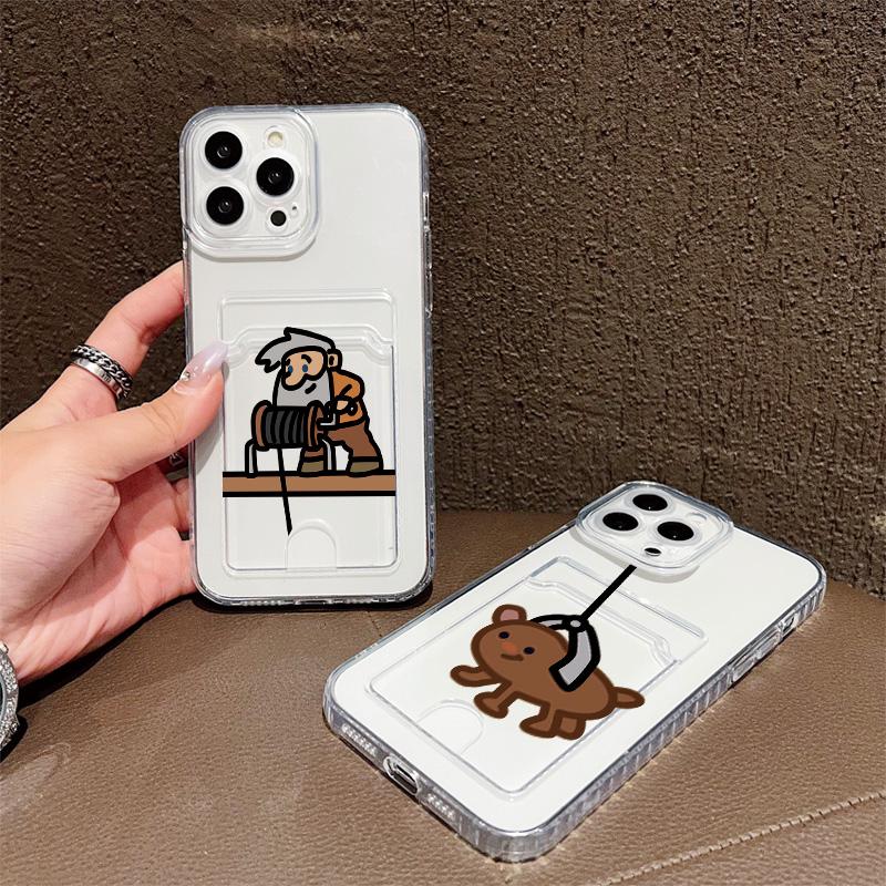 Card Slot Holder Silicone Wallet Pocket Case For Samsung S23 S24 S25 iPhone 17 16 14 Xiaomi Redmi Note 12 13 Realme 10 C21Y Cover Clear Phone Bumper