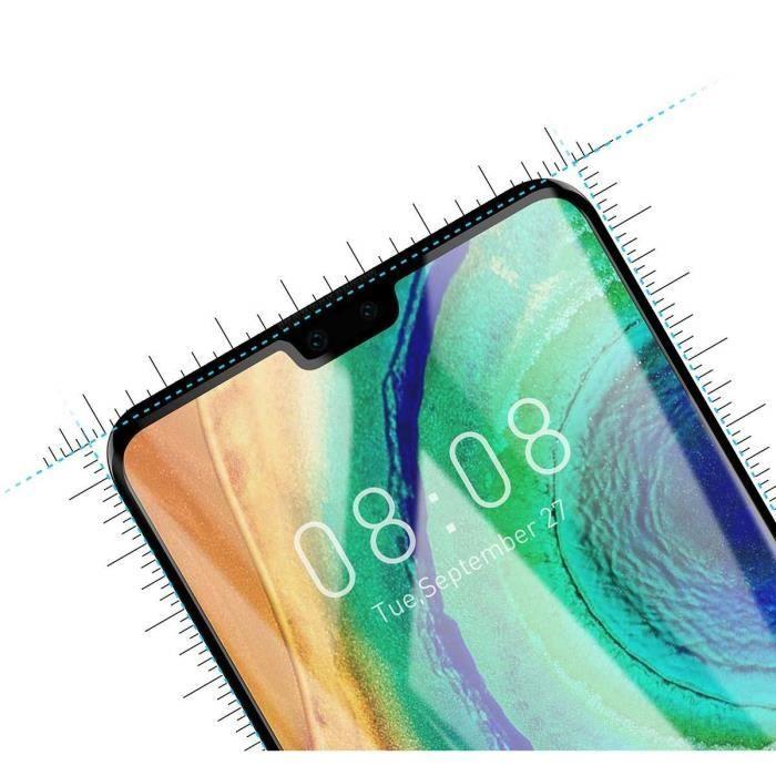 Verre Trempé - Phonillico® - Huawei MATE 30 - Transparent - Bord Noir - Résistant aux rayures