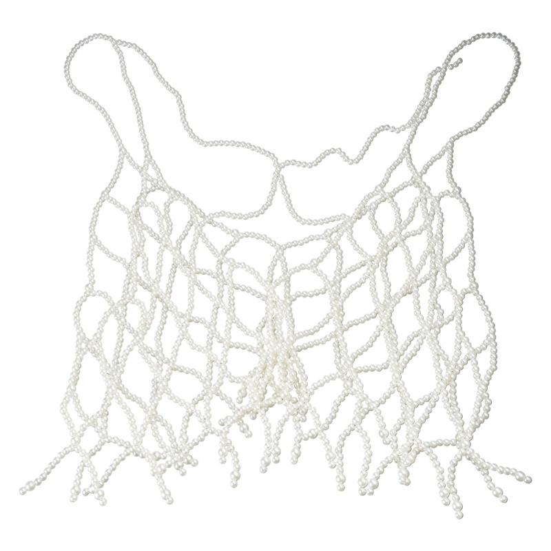 

Fashion Body Chain Wear Outside Sparkly White Woven Mesh Top Night Club Long Vest Body Accessories Jewelry for Women 1
