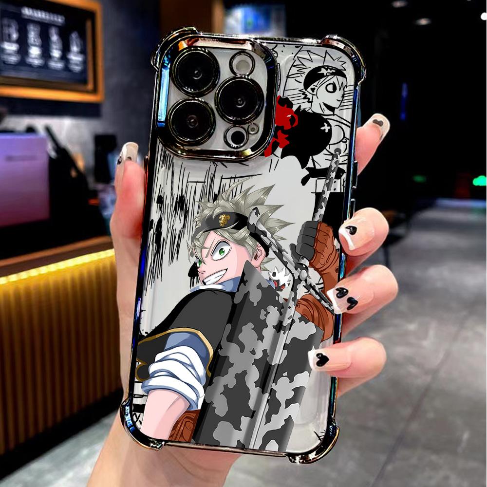 

Anime Cool Black Clover Plating Phone Case For iPhone 16e 16 15 14 13 12 11 Pro Max X XR XSMax 7 8 6 Plus Anti-Fall Back Cover iPhone 6(6s) Plus
