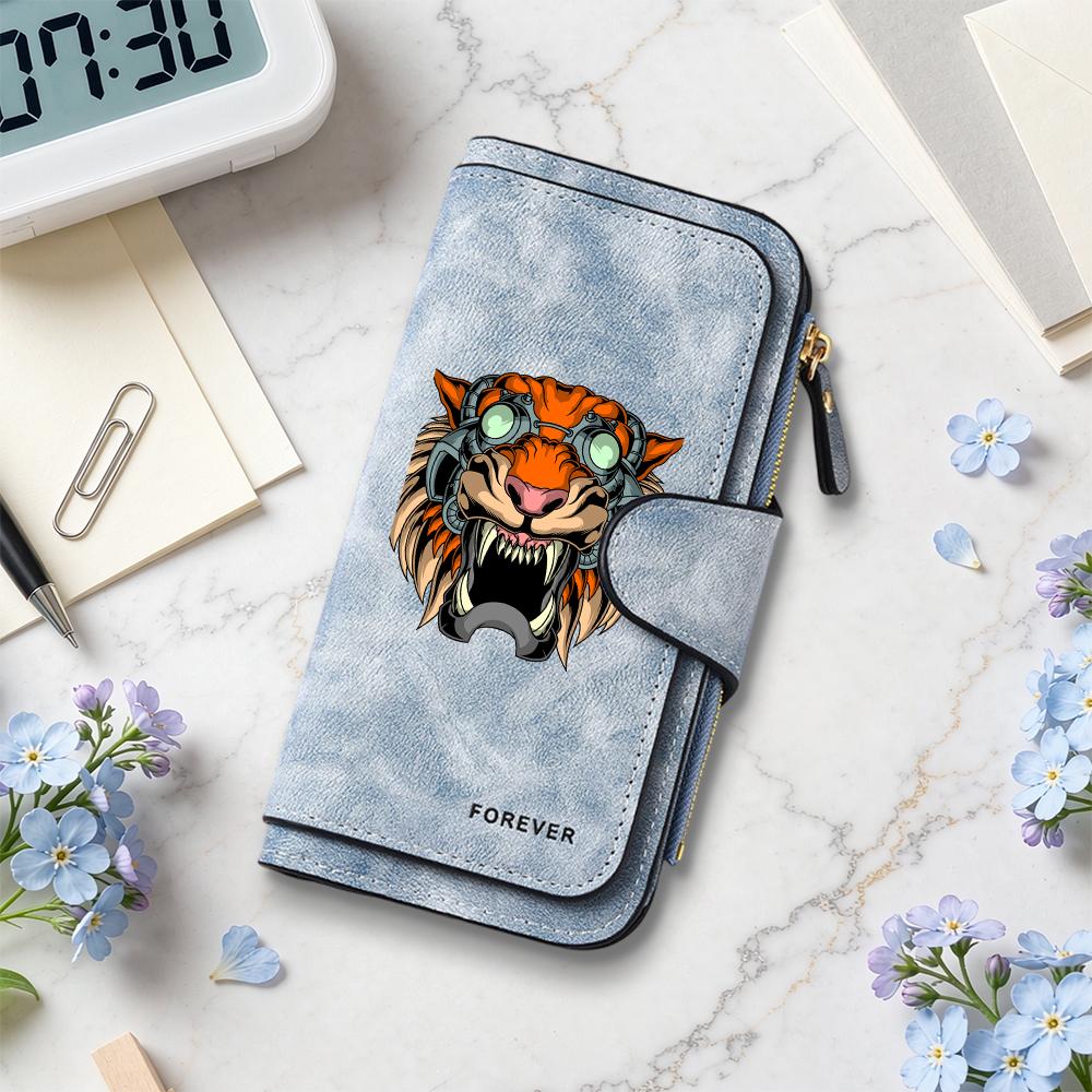 Cyber Tiger Pattern Long Wallet Forever Style Fashion Purse for Daily Use