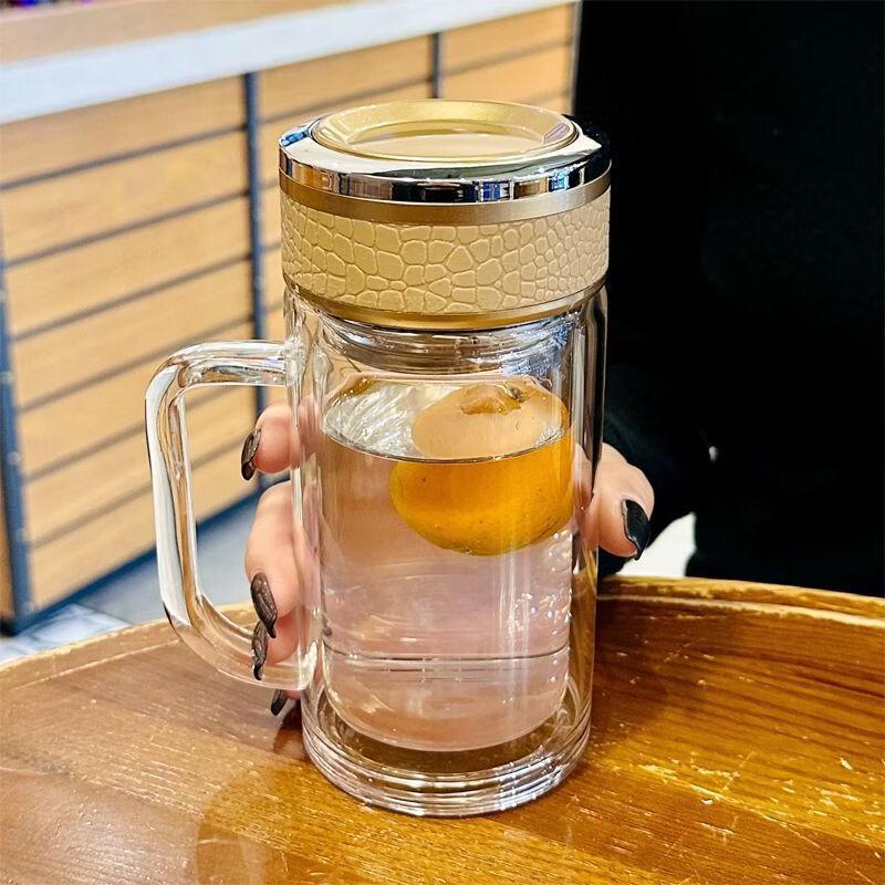 OLOEY Double-Layer Business Glass Tea Infuser Cup