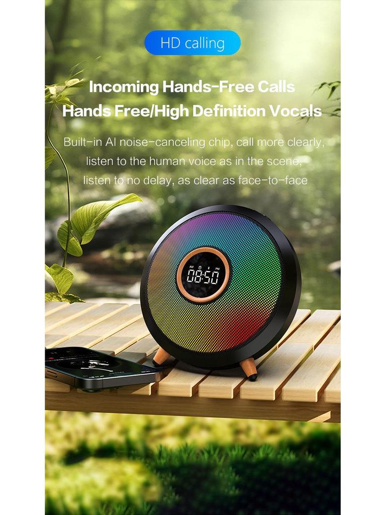 Cross-Border Bluetooth Alarm Clock Speaker with Colorful Atmosphere Light