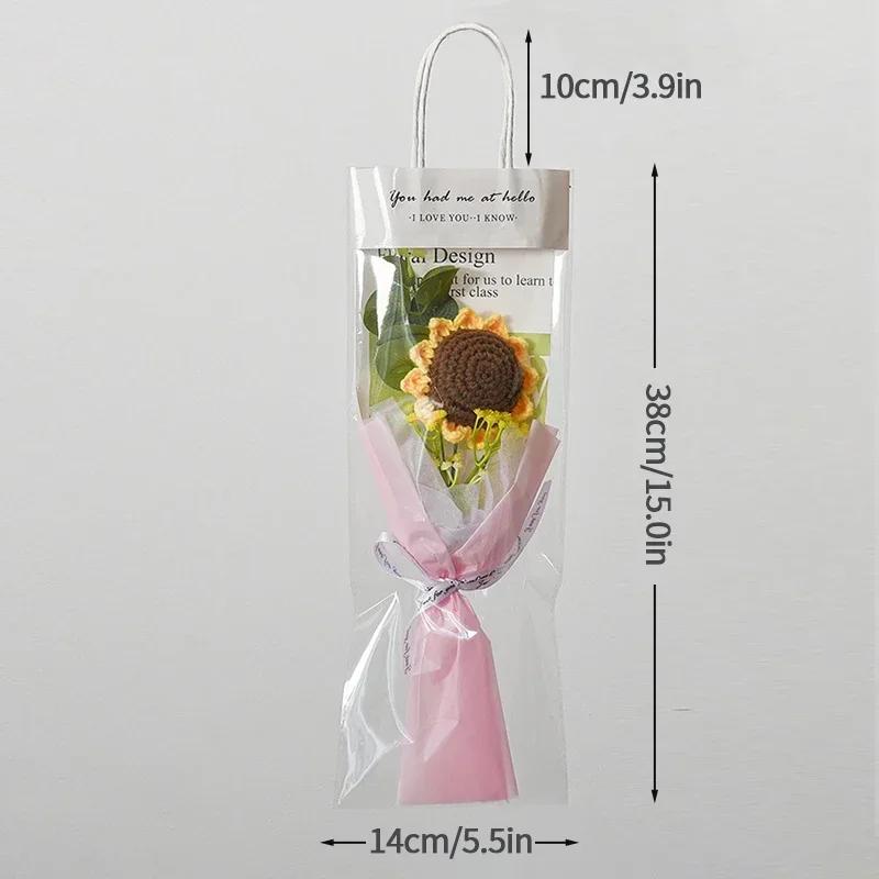 Crochet Flowers Bouquet Rose Hand-Knitted Graduation Flowers Bouquet Wedding Party Decoration Birthday Graduation Gifts