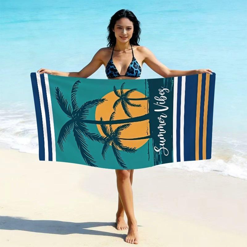 Tropical Sunset Beach Towel Microfiber Oversized Bath Towel Large Quick Dry Sand Free Palm Tree Swimming Blanket Pool Towel
